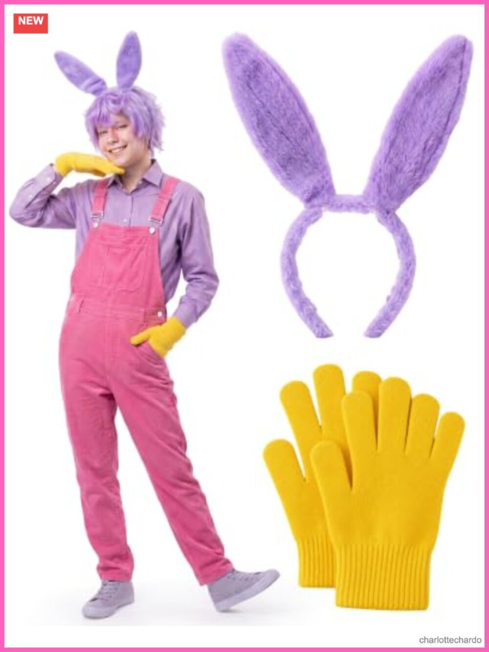 Fluffy Bunny Ears Headband and Knit Gloves Costume Accessory Set